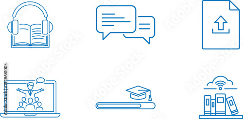 E learning and online education icons set