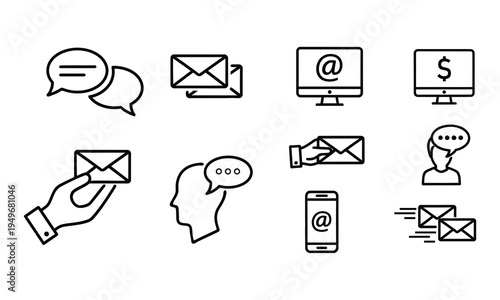 Email communication and online messaging icons