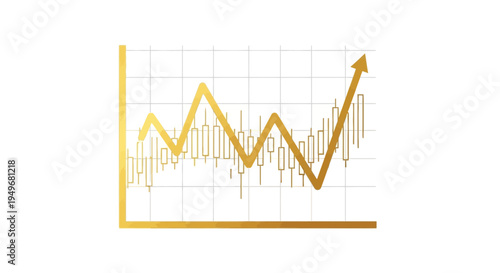 Abstract illustration of a financial graph with upward trend on white background