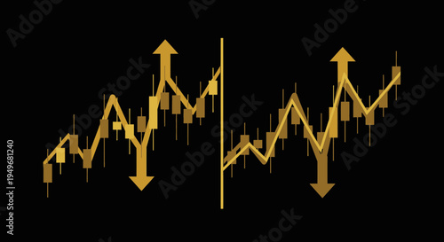Abstract illustration of financial market data showing rising and falling trends