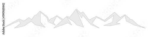Geometric silhouette mountain range isolated on white background, vector design