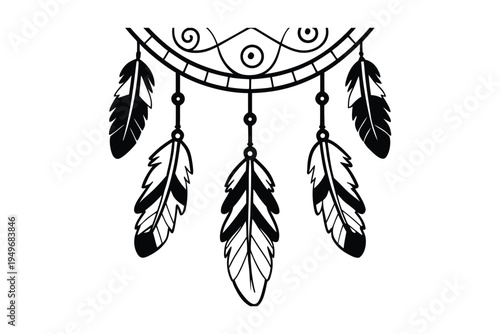 Dreamcatcher with Feathers Native American Symbol.