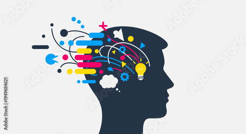 Abstract illustration of human mind and creative thinking process