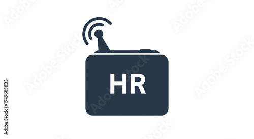 Hr icon dark colored signal receiver with antenna graphic on white backdrop