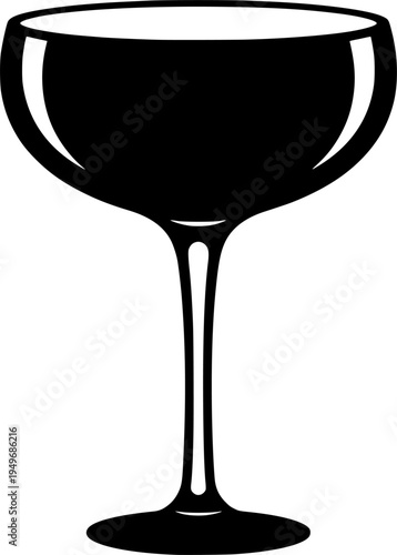 Classic coupe glass with wide bowl and short stem for cocktails
