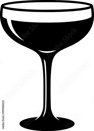 Classic coupe glass with wide bowl and short stem for cocktails
