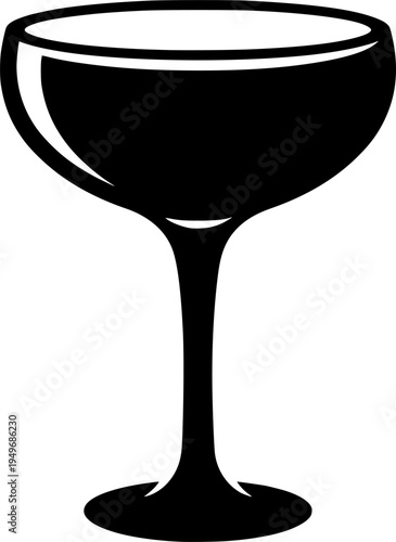 Classic coupe glass with wide bowl and short stem for cocktails
