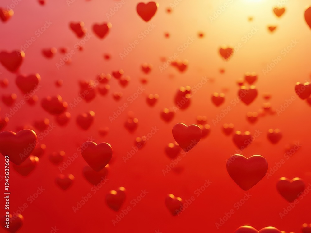 Obraz premium Floating hearts in warm glow