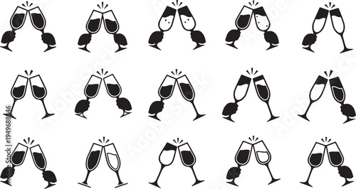 Wine Glasses Illustration Pattern for Celebration and Party Invitations