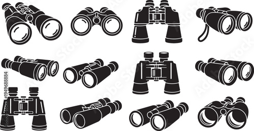 Collection of various binoculars and spyglasses illustrations