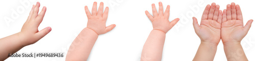 Photos A set of adorable baby hands and arms in various poses, showcasing innocence and tenderness
