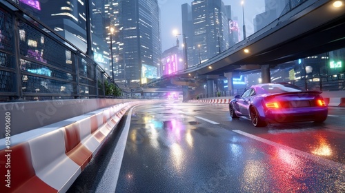 Cyberpunk Car, Neon Cityscape, Urban Future, Futuristic Ride