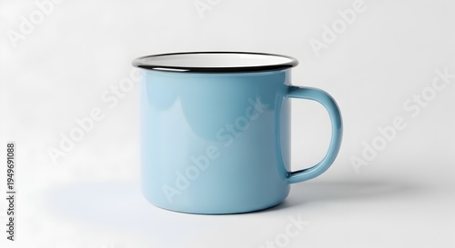 Vibrant Blue Enamel Mug With Sturdy Handle Ready for Hot Beverages