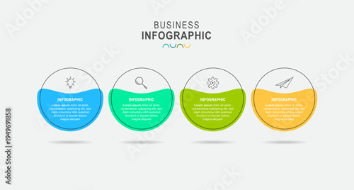 Business Infographic design template Vector with icons and 4 four options or steps. Can be used for process diagram, presentations, workflow layout, banner, flow chart, info graph
