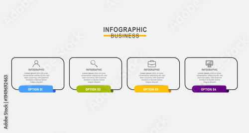 Infographics design vector and business icons with 4 options