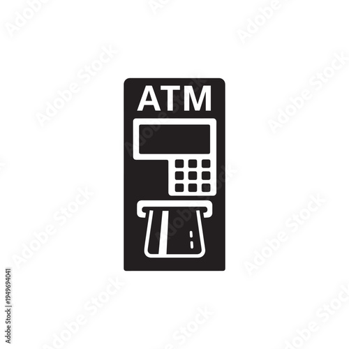 Automated teller machine icon silhouette vector design art illustration