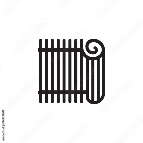 Bamboo mat chinese icon silhouette vector design art illustration
