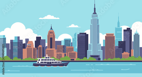 New York City Skyline Chrysler Building Vector Illustration