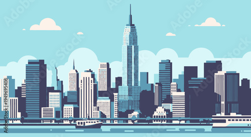 Modern Flat Design of New York City Chrysler building vector