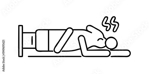 Low Battery and Exhausted Person Icon – Energy Drain Concept Line Art