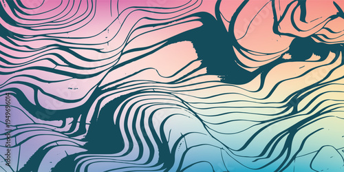 Abstract Wavy Lines Flowing Gradient Background.