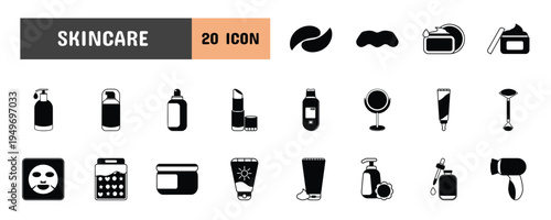 20 Skincare Glyph Icon Illustration Set