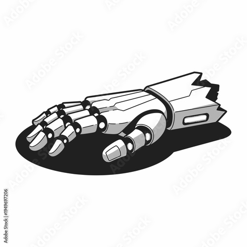 Robotic Arm Isolated On White vector illustration