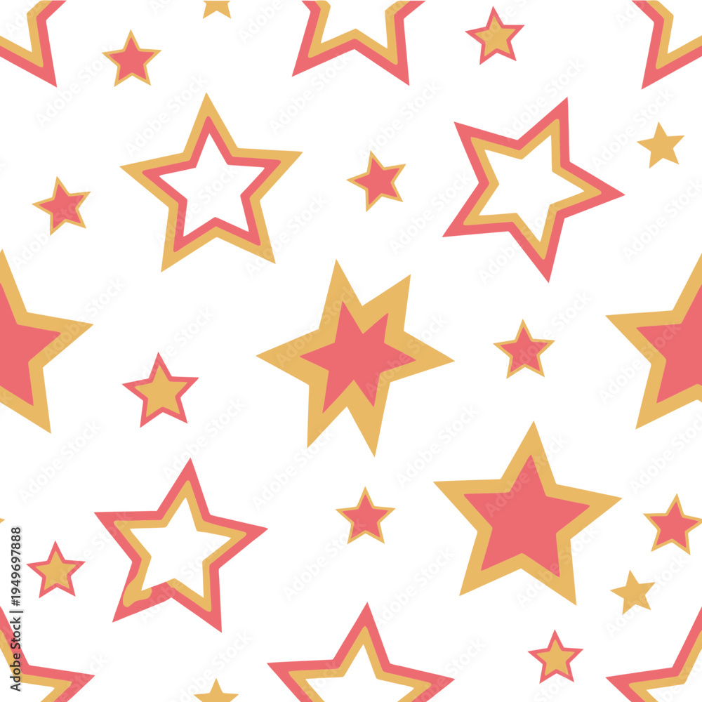 Obraz premium Retro Star Seamless Pattern on White Background vector illustration