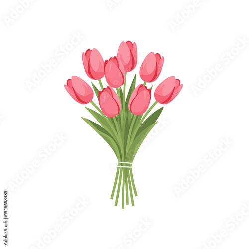 Bouquet of Pink Tulips vector illustration