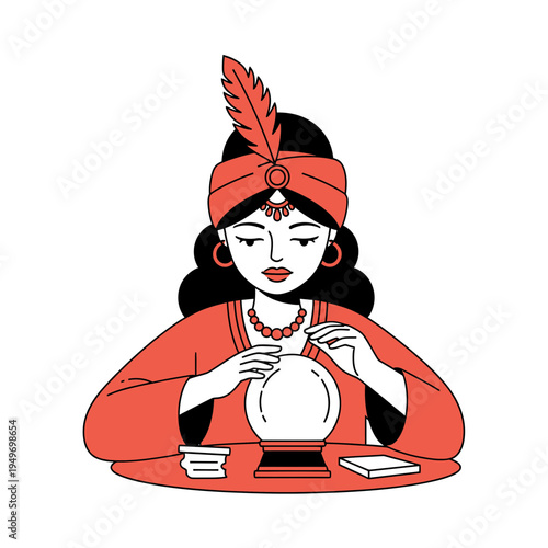 Fortune Teller with Crystal Ball vector illustration