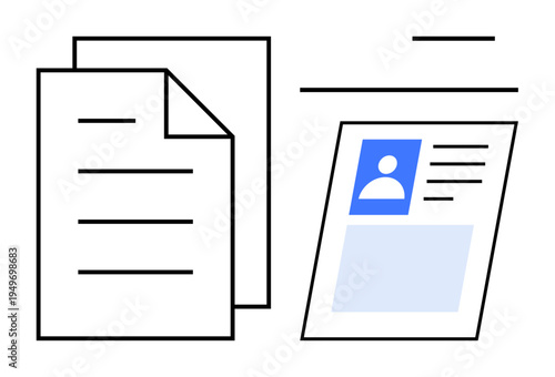 Document illustration. ation of personal profile identification, official document organization, and record-keeping. Essential for identity verification, data storage, and administrative tasks