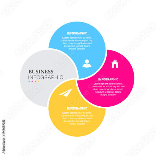Vector circle arrows infographic, diagram, graph, presentation, chart. Business cycle concept with 3 options, parts, steps, processes. Info graphic data template