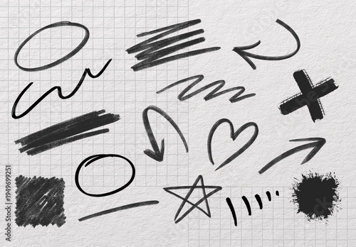 Abstract Sketch Symbols On Paper Element Set