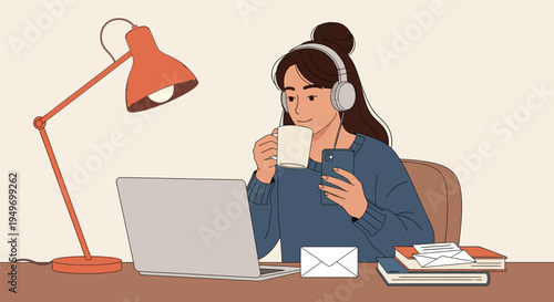 Businessman analyzing data on tablet at desk.