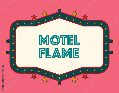 50年代アメリカのモーテル看板をイメージしたレトロな星付き装飾フレーム素材