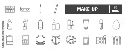 20 Make up Line Icon Illustration Set 