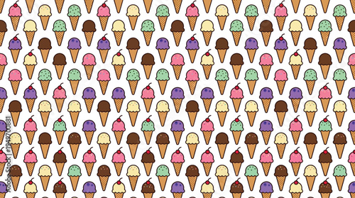Seamless Pattern Of Colorful Ice Cream Cones