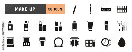 20 Make up Glyph Icon Illustration Set 