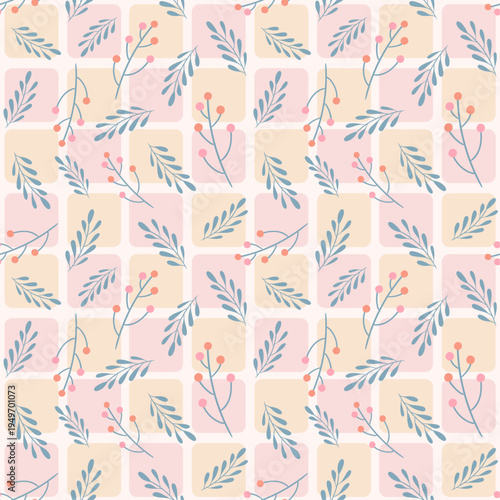 Retro Botanical Geometric Seamless Pattern