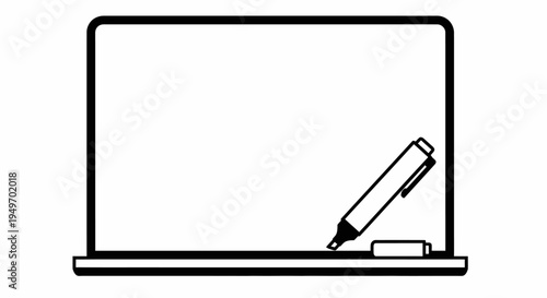 Minimalist line drawing of a laptop with stylus on touchpad in side view