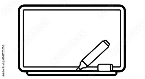 A simple line drawing of a laptop with a pencil on the touchpad.