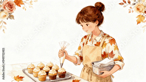 Pretty Cupcake Decor Decorating Cupcakes isolated watercolor vector illustration svg