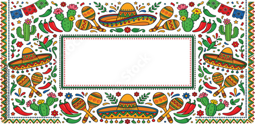 A charming illustrative depiction of a traditional Mexican street vendor proudly displaying his vibrant handmade crafts and authentic local products from a rustic market cart in a bustling town square