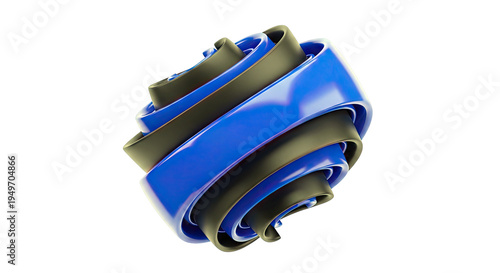 Abstract Blue and Black Swirl Sculpture