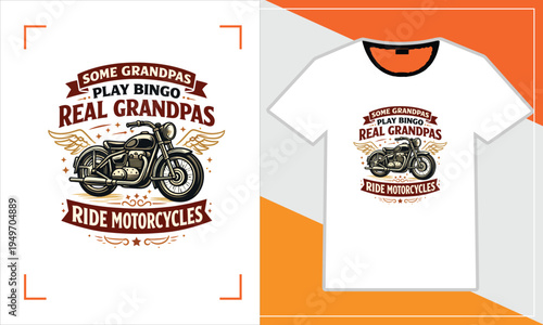 T-shirt design featuring grandpas riding motorcycles instead of playing bingo