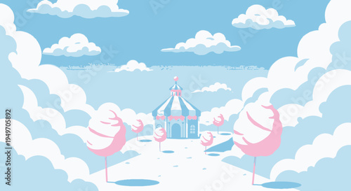 Whimsical Dreamland Cotton candy vector Illustration