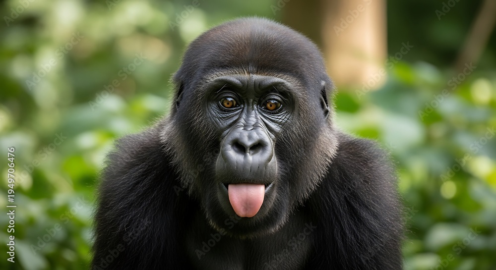 Fototapeta premium Gorilla Portrait in Natural Habitat Jungle.