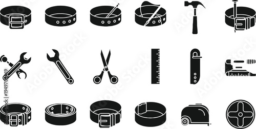 Set of 16 construction tools icons vector