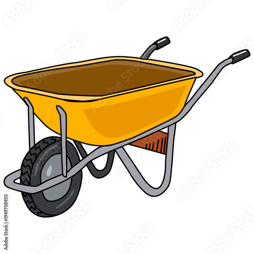 A Classic Yellow Wheelbarrow Illustration