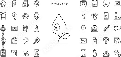 Icon Pack: Health, Wellness, Technology, and Nature Symbols
